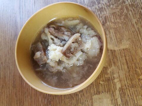 ハンバーグ天ぷらの生姜スープ